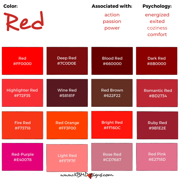 134 Shades Of Red Color With Names Hex RGB CMYK Codes 53 OFF