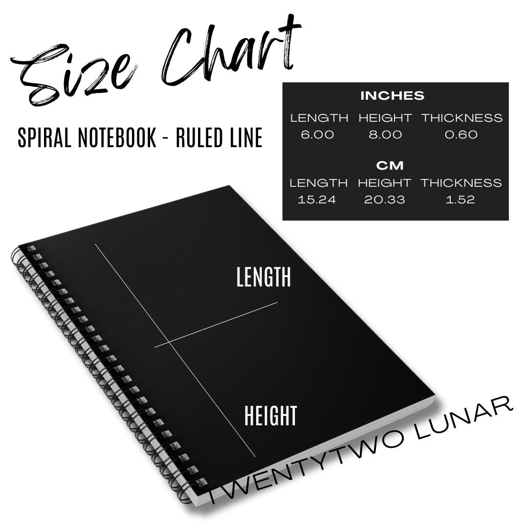 5 X Spiral Notebook Size Chart Size Chart Template SPOKE Custom 