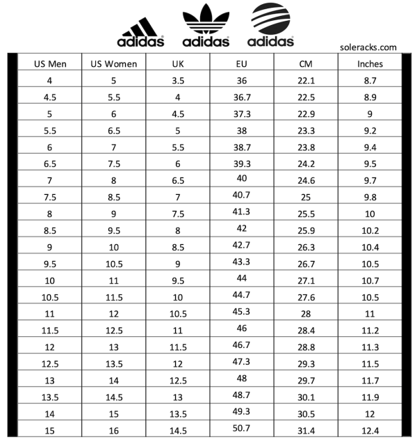 Adidas Shoes Size Chart Soleracks