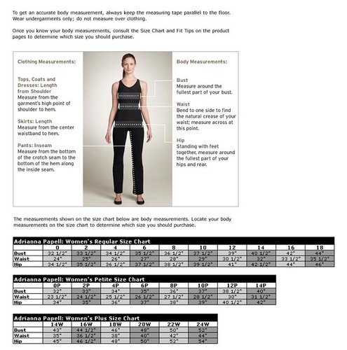 Adrianna Papell Size Chart Fashionista5050 Flickr