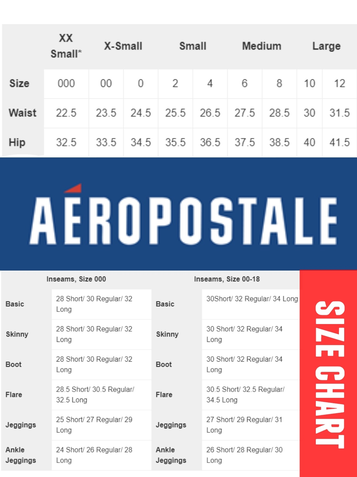 Aeropostale Womens Jeans Size Chart At Patricia Sanchez Blog
