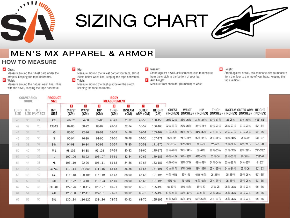 Alpinestars Jacket Sizing Chart Alpinestars Bionic Action Ch
