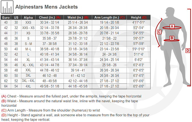 Alpinestars One Piece Suit Sizing Chart A Visual Reference Of Charts 