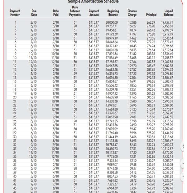 Amortization Table Car Loan Example Cabinets Matttroy