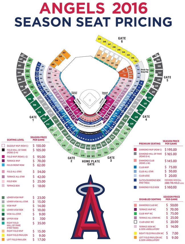 Anaheim Angels Stadium Seating Map