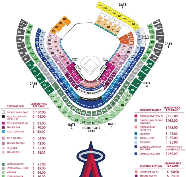 Anaheim Angels Stadium Seating Map