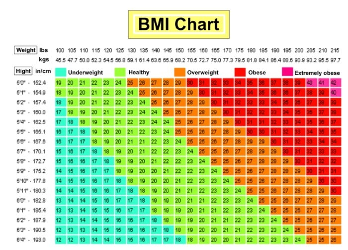 Are You Obese Overweight Use This BMI Calculator Chart To Find Out