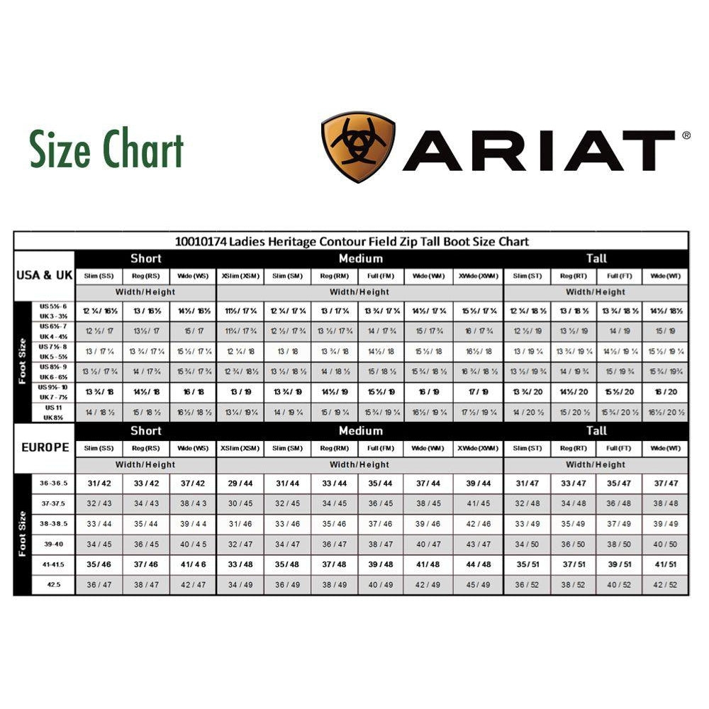 ariat size chart ariat size chart