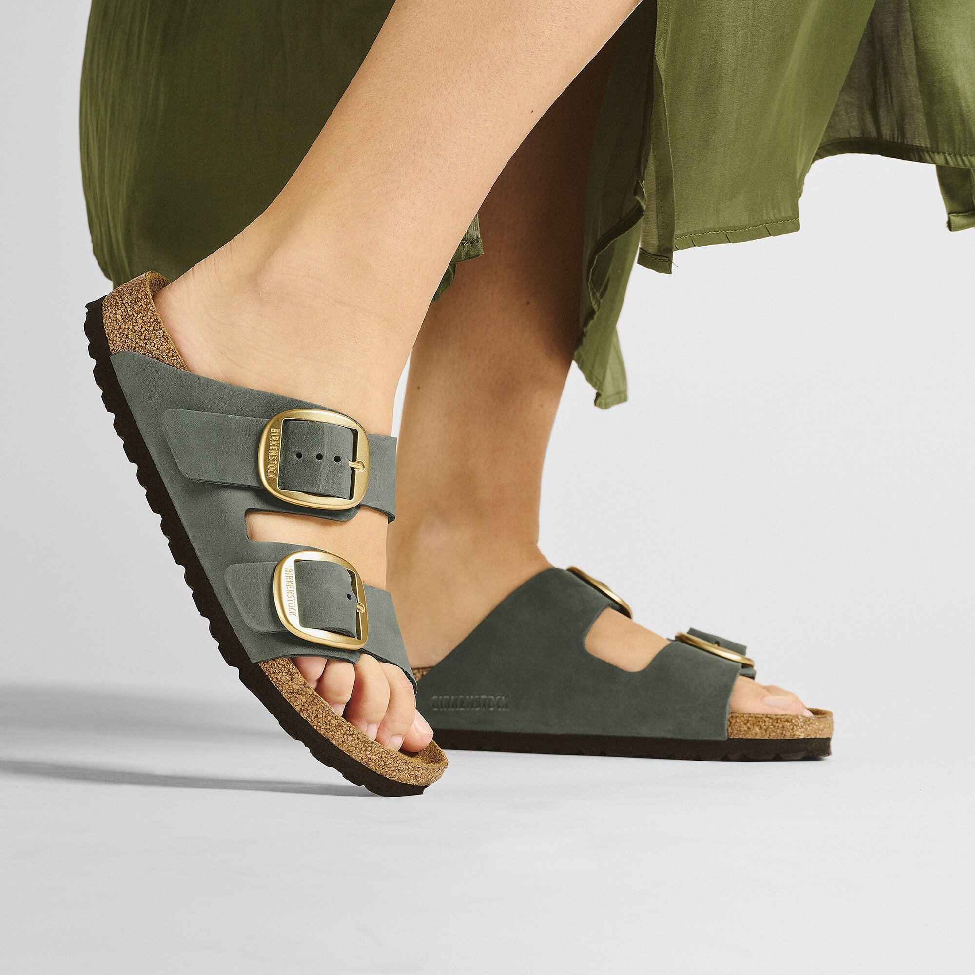 Arizona Big Buckle Nubuck Leather Thyme BIRKENSTOCK