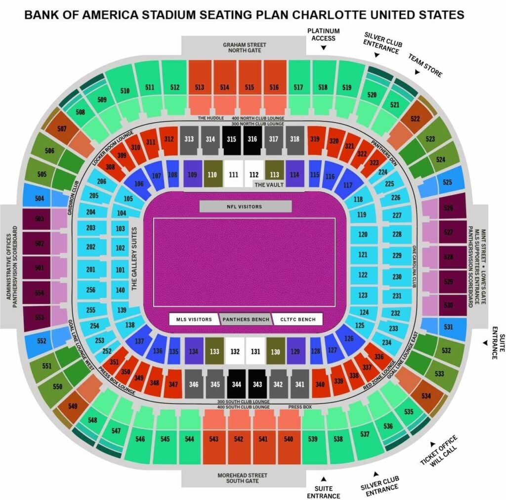 Bank Of America Stadium Seating Chart Parking Map Ticket Price Booking