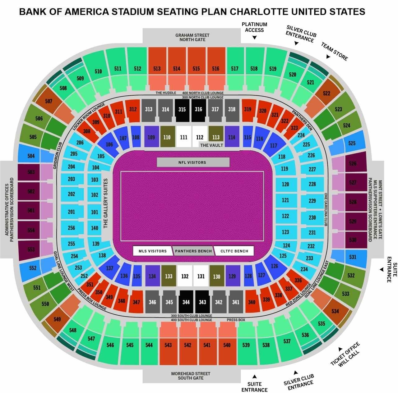 Bank Of America Stadium Seating Chart Parking Map Ticket Price Booking