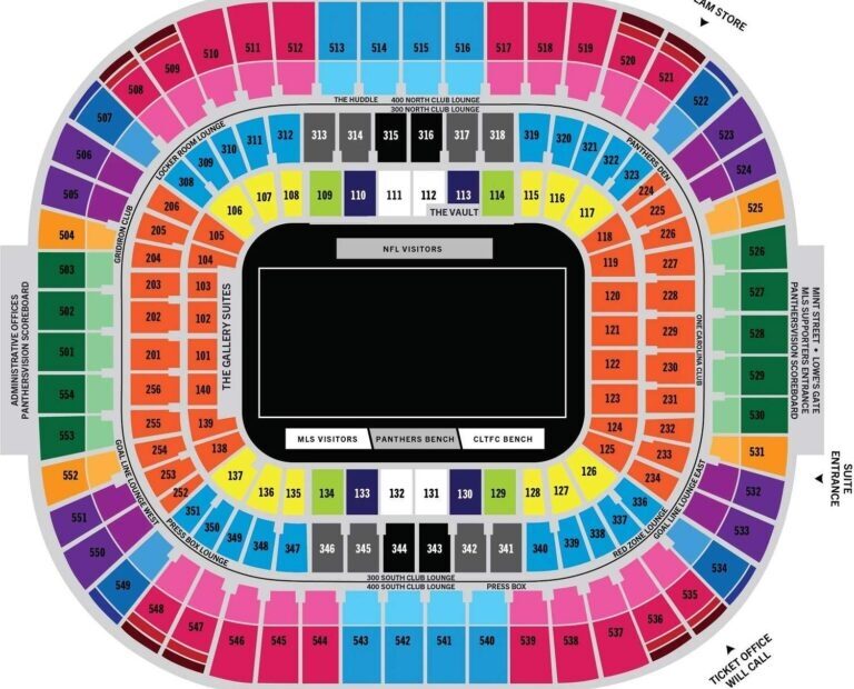 Bank Of America Stadium Seating Chart With Rows And Seat Numbers