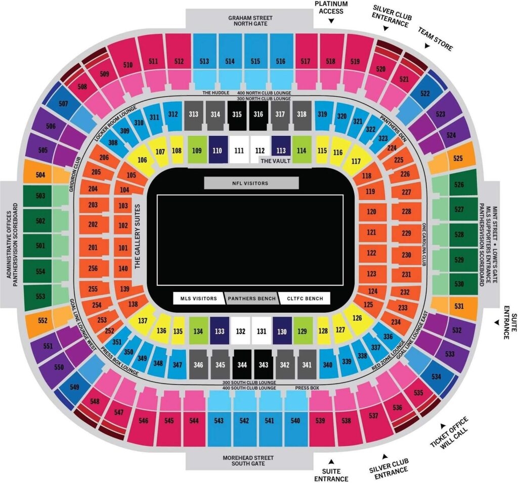 Bank Of America Stadium Seating Chart With Rows And Seat Numbers 