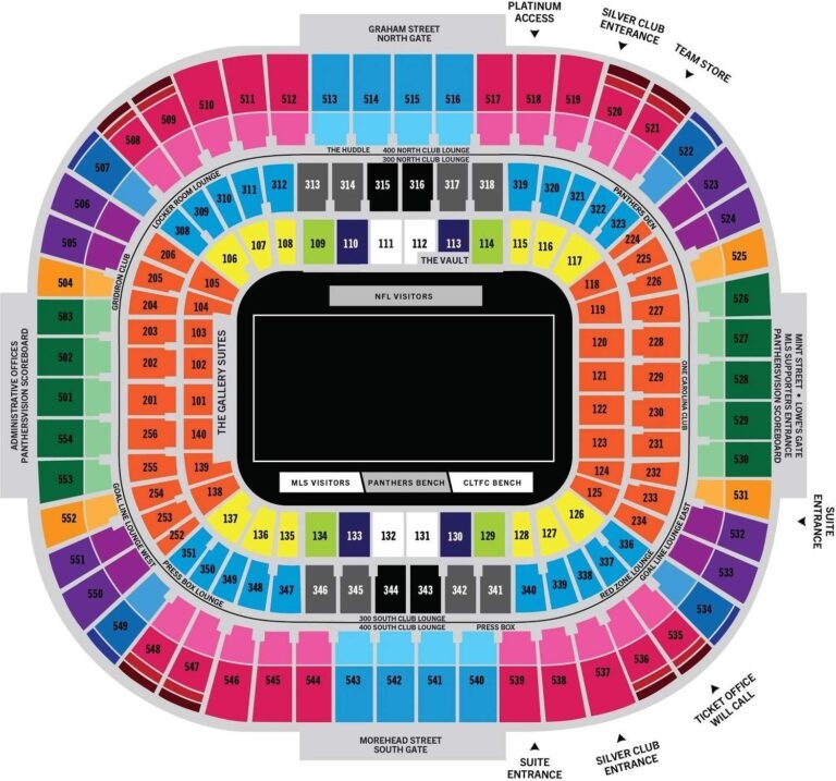 Bank Of America Stadium Seating Chart With Rows And Seat Numbers 