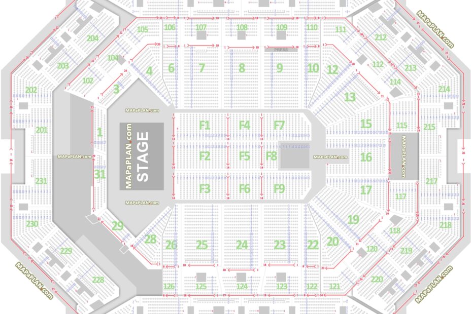 Barclays Center Brooklyn Detailed Seat Numbers Concert Chart With