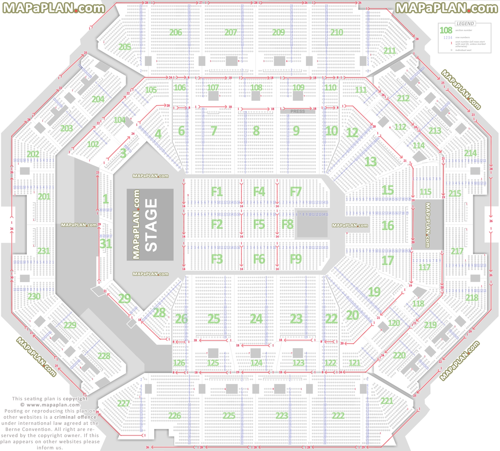 Barclays Center Brooklyn Detailed Seat Numbers Concert Chart With 