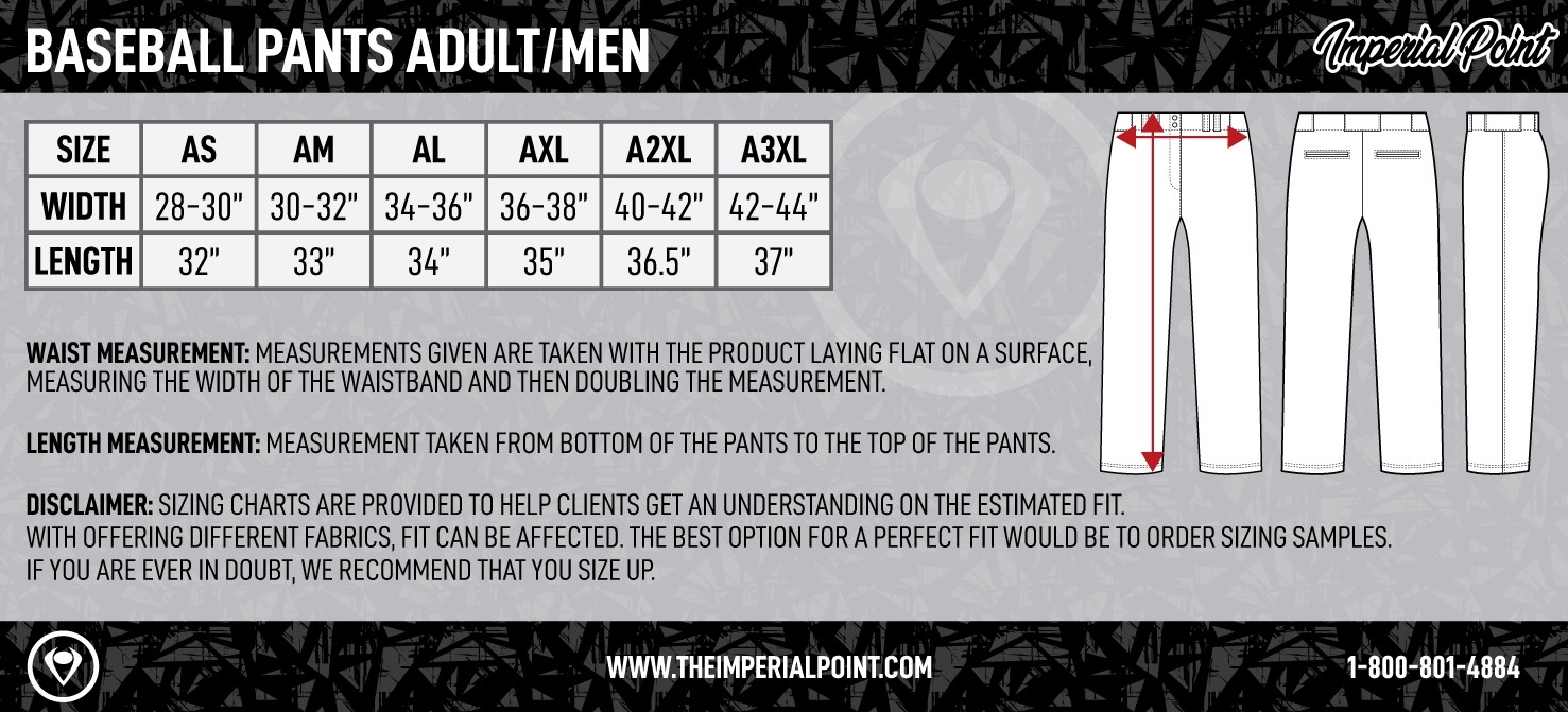 Baseball Uniform Size Charts For Custom Baseball Uniforms Imperial 