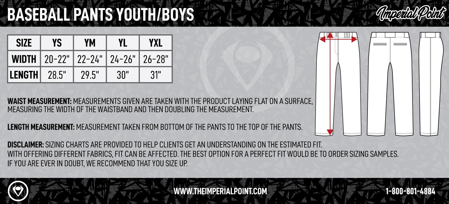 Baseball Uniform Size Charts For Custom Baseball Uniforms Imperial 