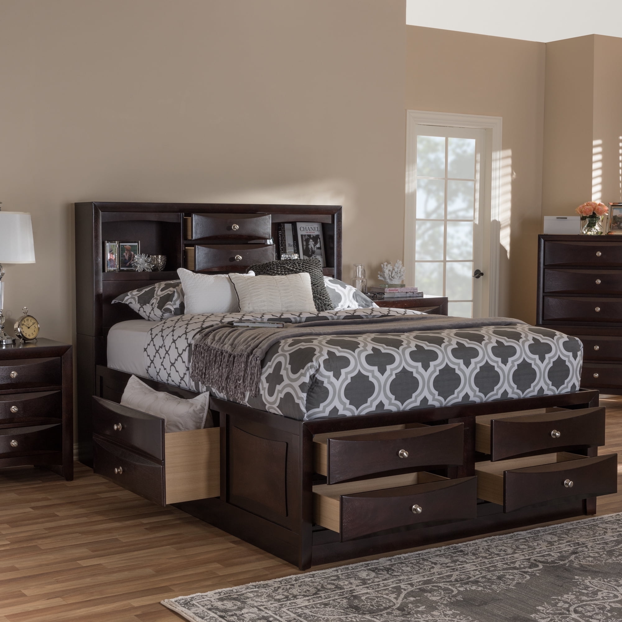 Baxton Studio Pacifico Modern And Contemporary Dark Cherry Brown 