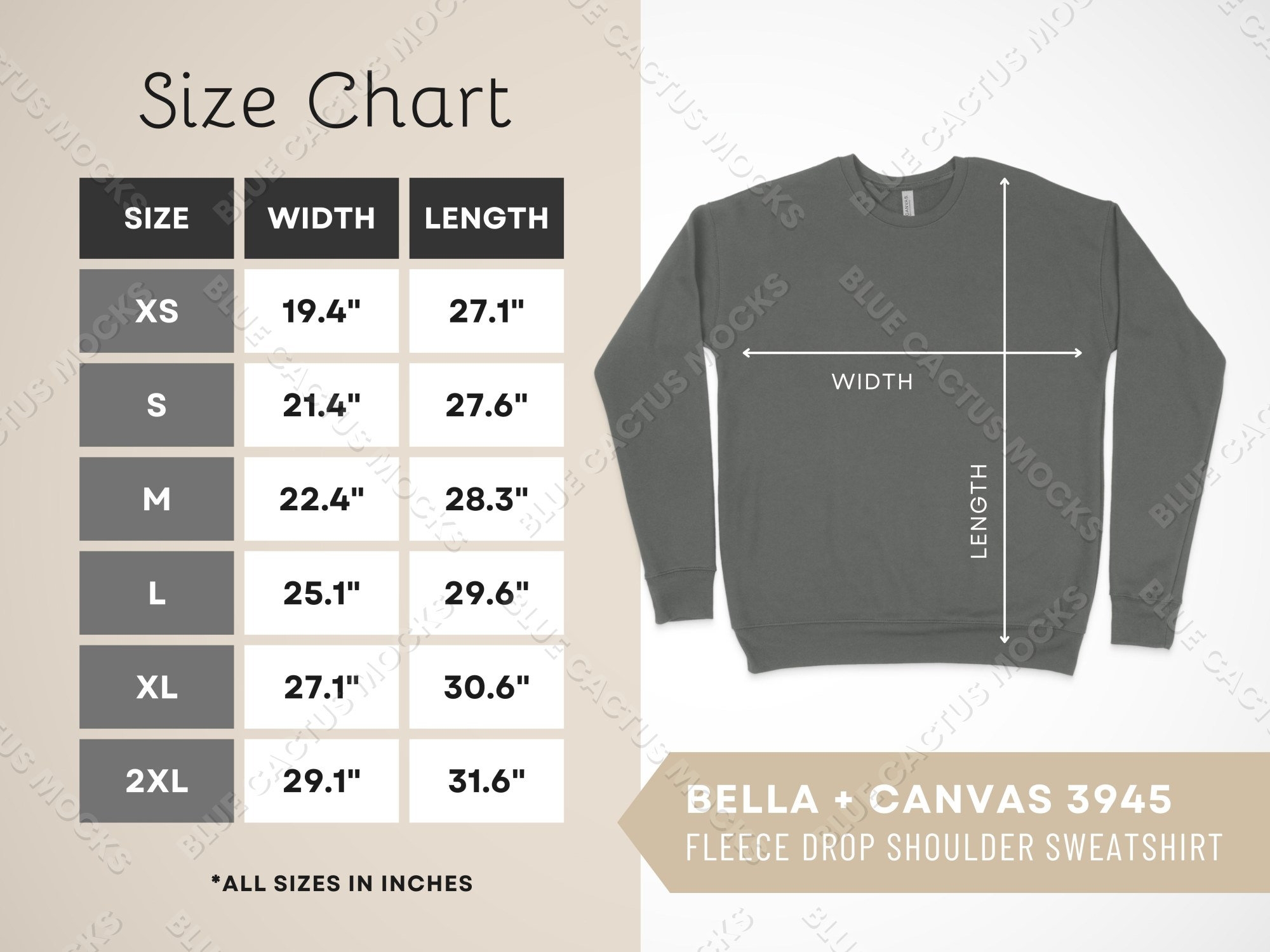 Bella Canvas 3945 Size Chart Sweater Sizing Guide For Unisex Fleece 