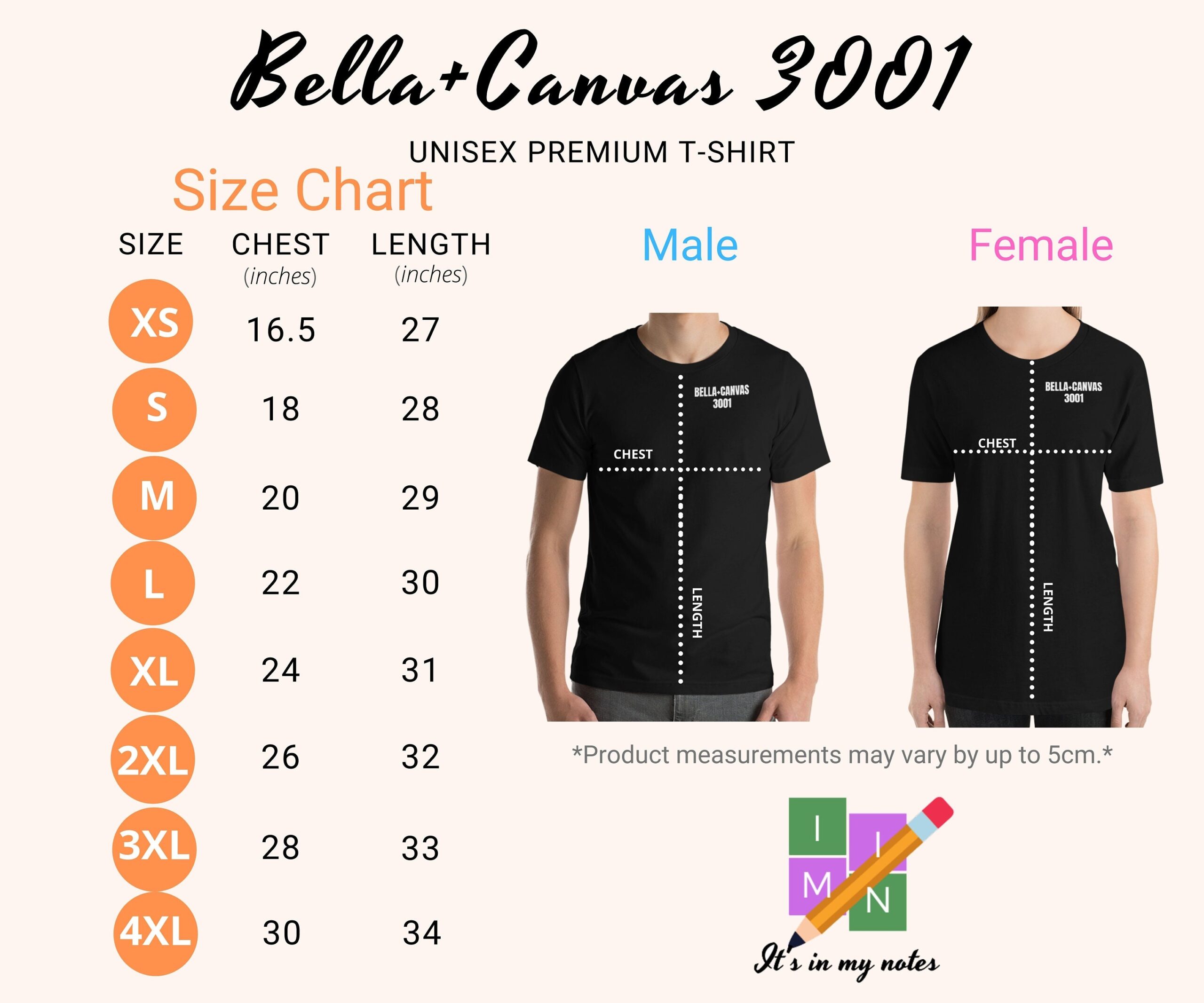 Bella Canvas Size Chart Bella And Canvas Size Chart Mockup