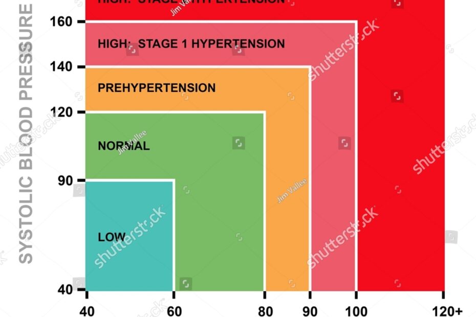 Blood Pressure Chart Showing Systolic Diastolic Stock Illustration