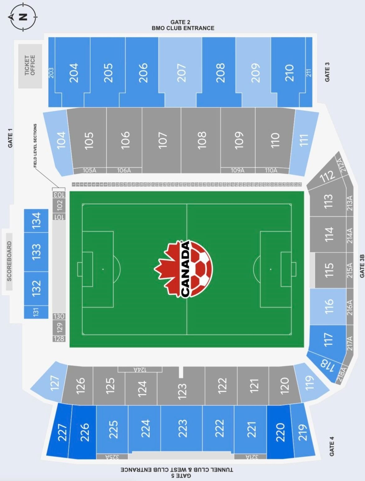 BMO Field Stadium Seating Plan With Seat Numbers BMO Field Seat Map