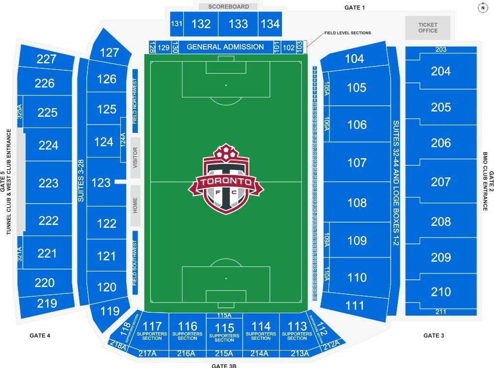 BMO Field Stadium Seating Plan With Seat Numbers BMO Field Seat Map