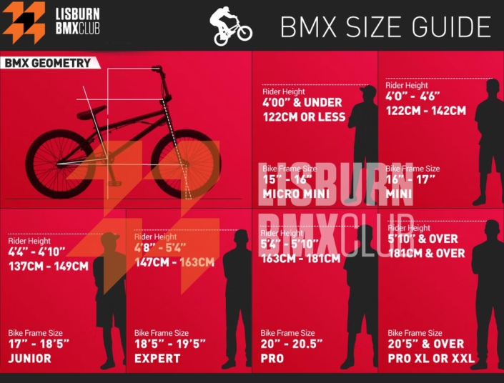bmx bike size chart