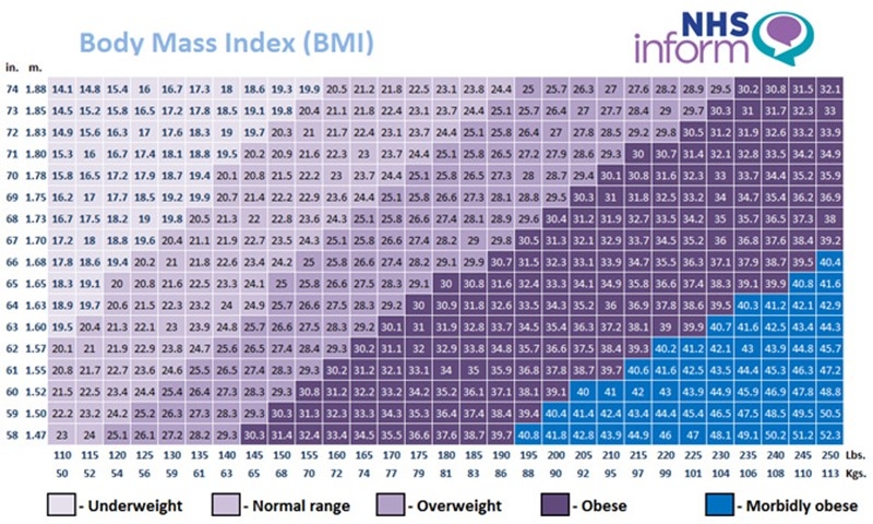 bmi range chart bmi range chart