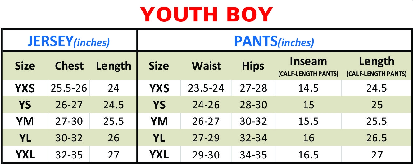 Boombah Youth Pants Size Chart At Brodie Purser Blog