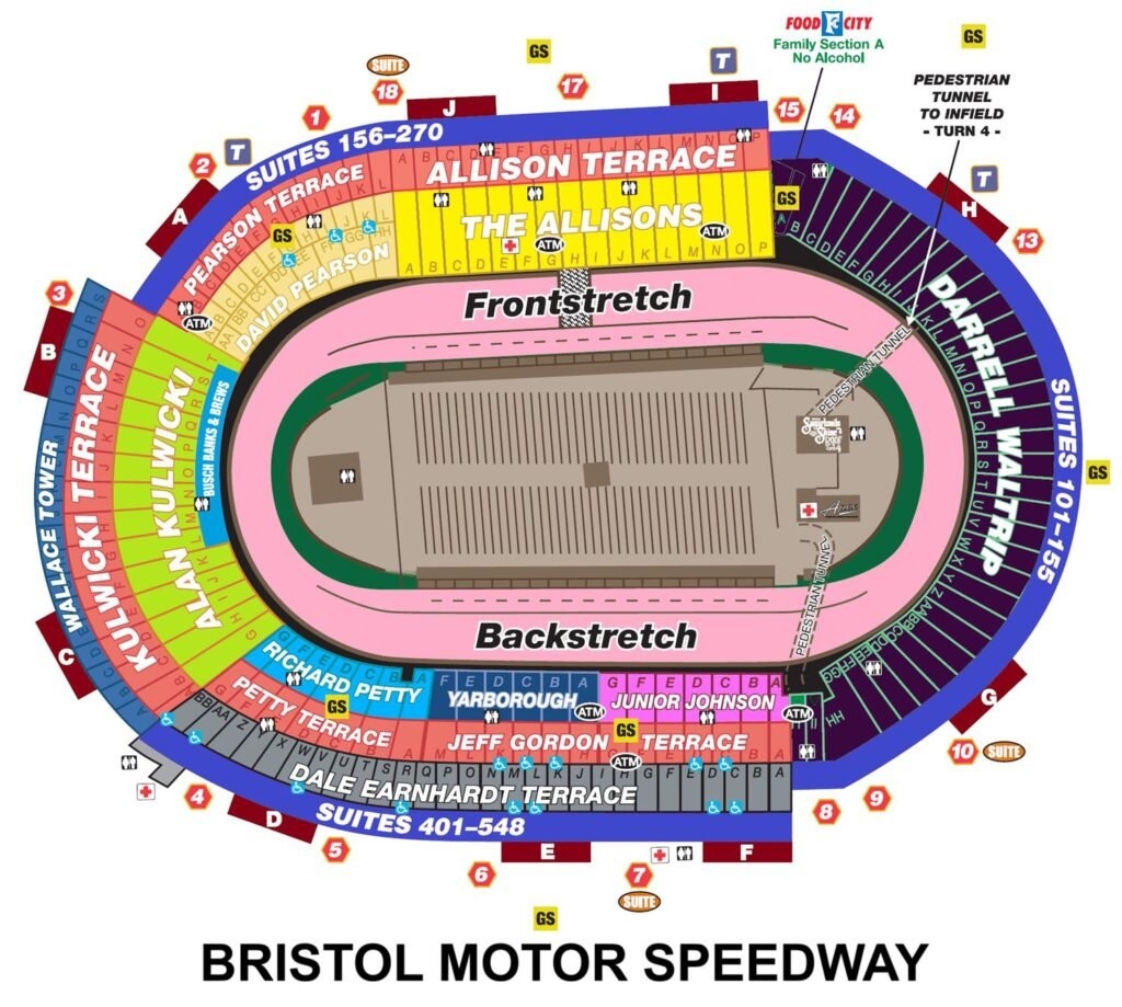 Bristol Motor Speedway Seating Chart With Rows And Seat Numbers 2025