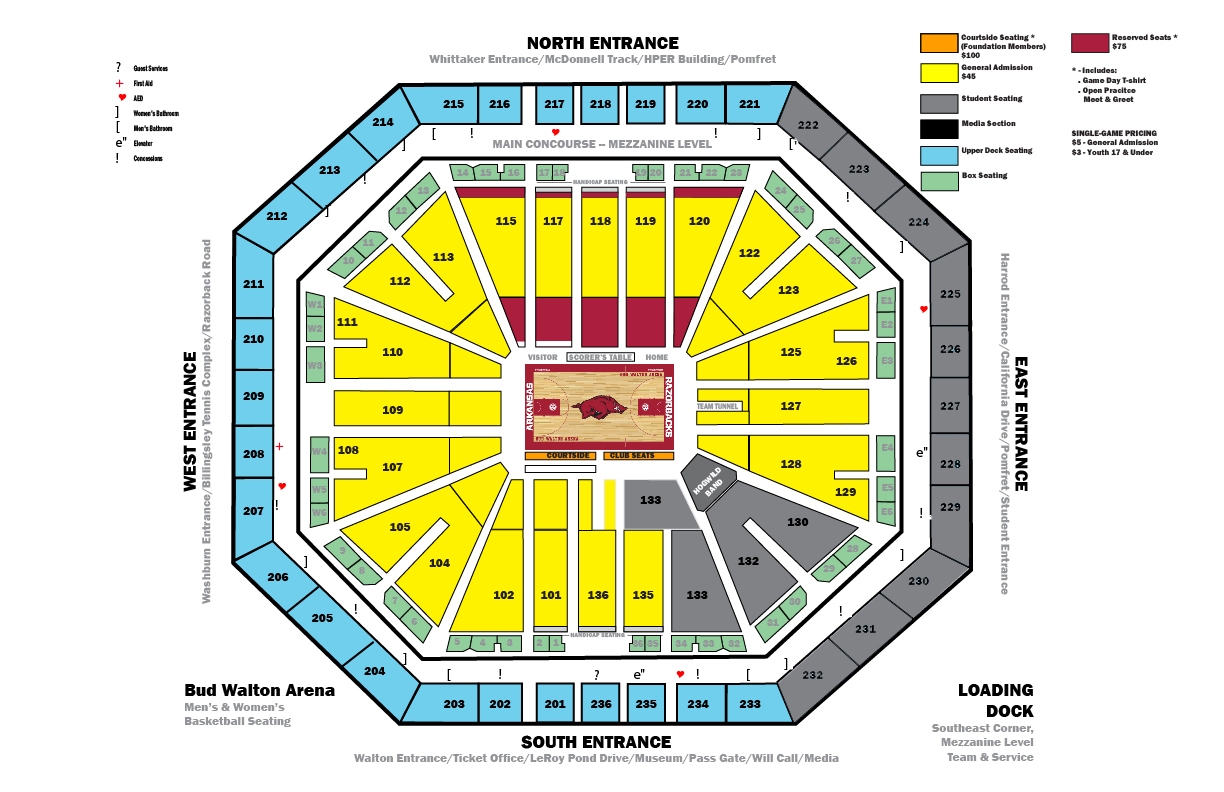 Bud Walton Arena Seating Chart Map Ponasa