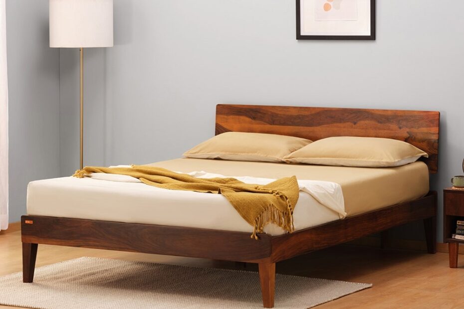 Buy Sheesham Wood Queen Size Bed Brown Color Sleepyhead