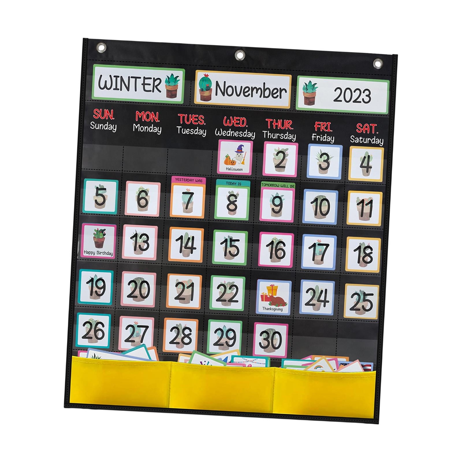 Calendar Pocket Chart Teaching Calendar Festival With 89 Cards 3 Hooks 