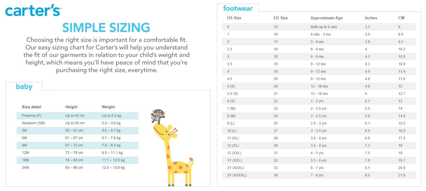 carters infant clothing size chart carters infant clothing size chart