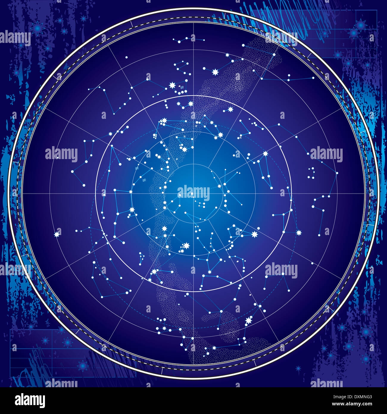 Celestial Map Of The Night Sky Astronomical Chart Of Northern Stock 