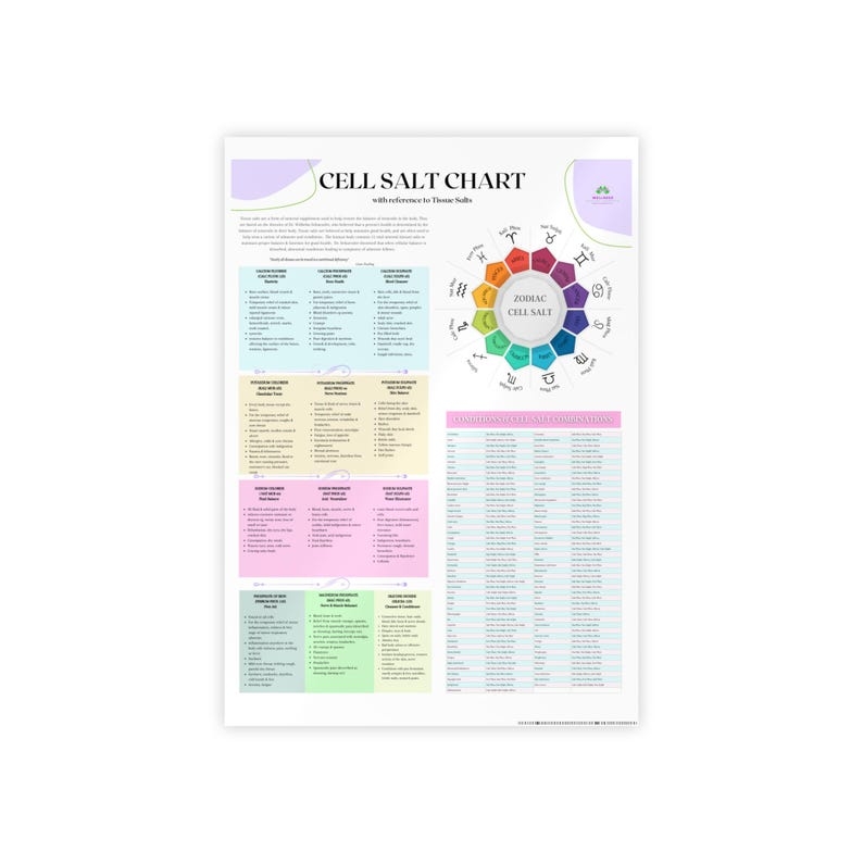 Cell Salt Chart Tissue Salt Chart Homeopathic Cell Salts Holistic 