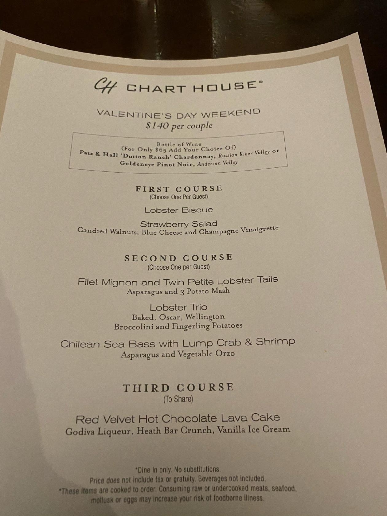 Chart House Menu Pdf