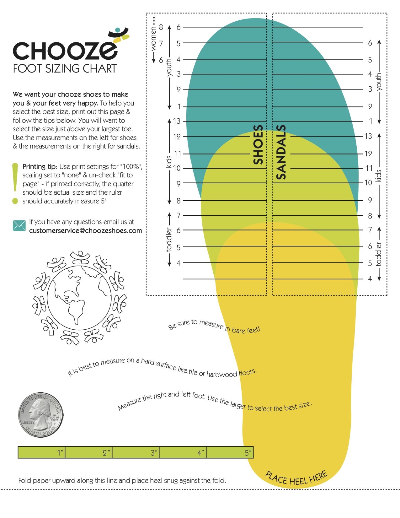 Chart To Measure Feet