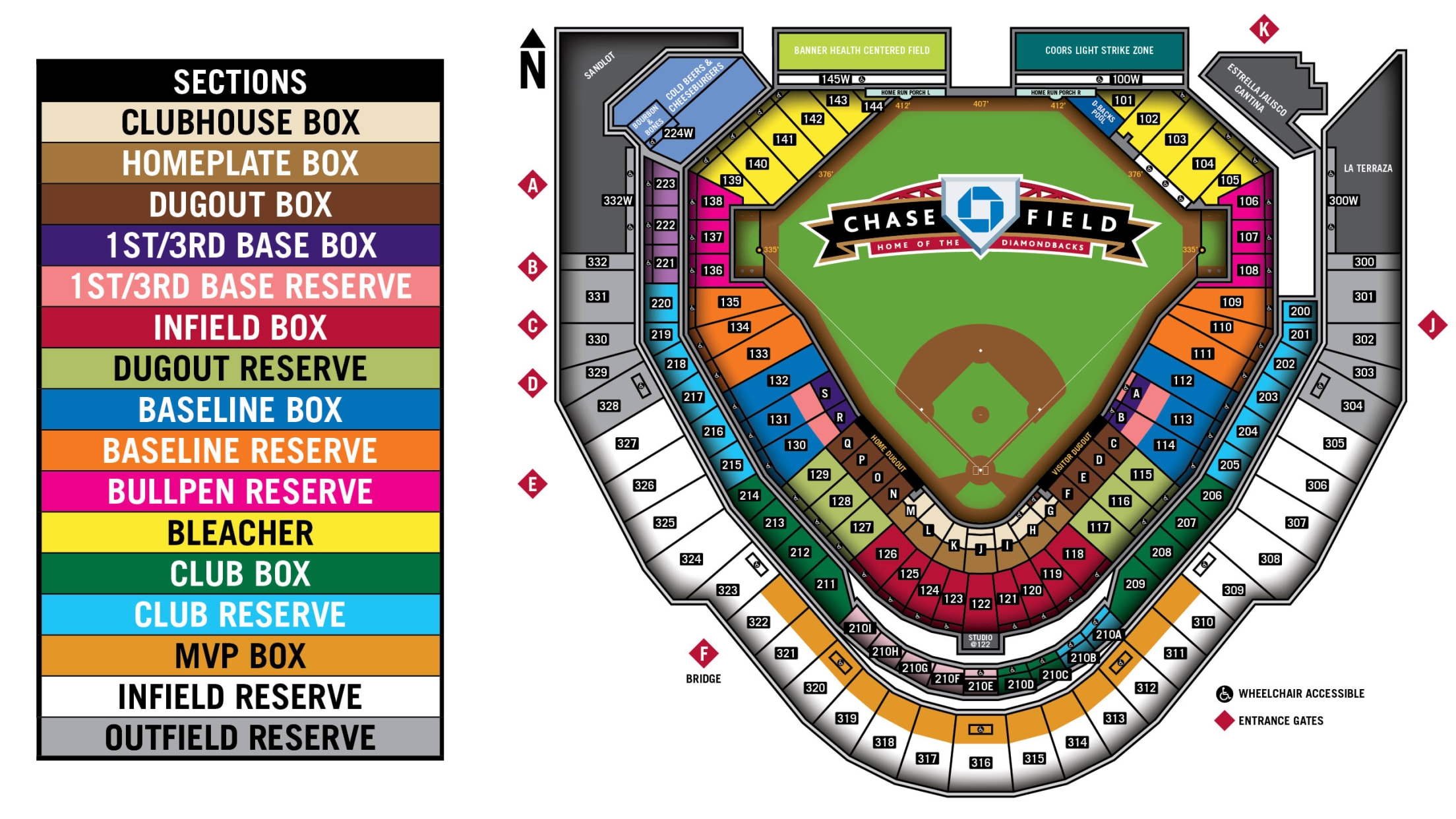 Chase Field Seating Map Arizona Diamondbacks