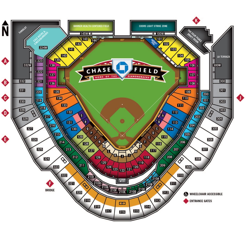Chase Field Seating Map Arizona Diamondbacks