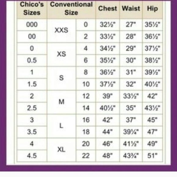 Chico 39 s Size Conversion Chart Chico 39 s Chico Clothing Clothing Size 