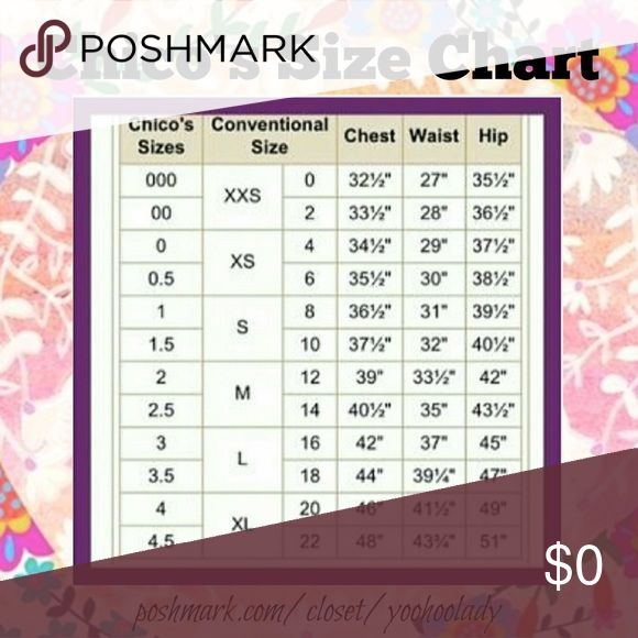 Chico 39 s Sizing Chart Poshmark Sizing Helpful Chicos Charts