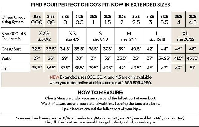 chico's size chart chico's size chart