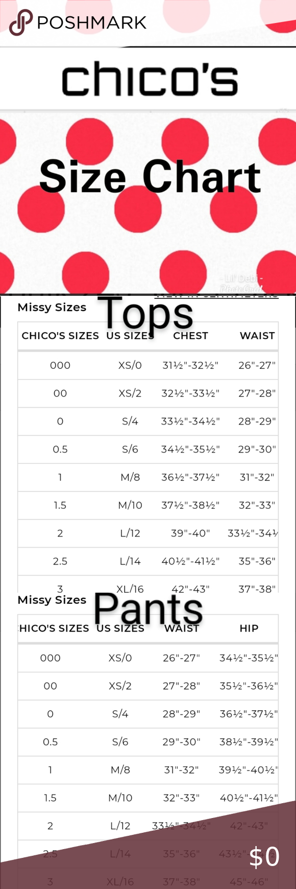 Chicos 2 5 Size Chart Printable Chico Sizing Chart