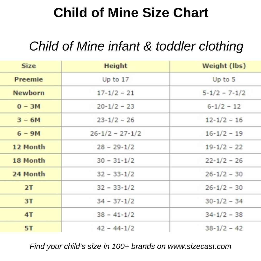 Child Size Chart By Age Chart Monitor Newborn Childs Caritas