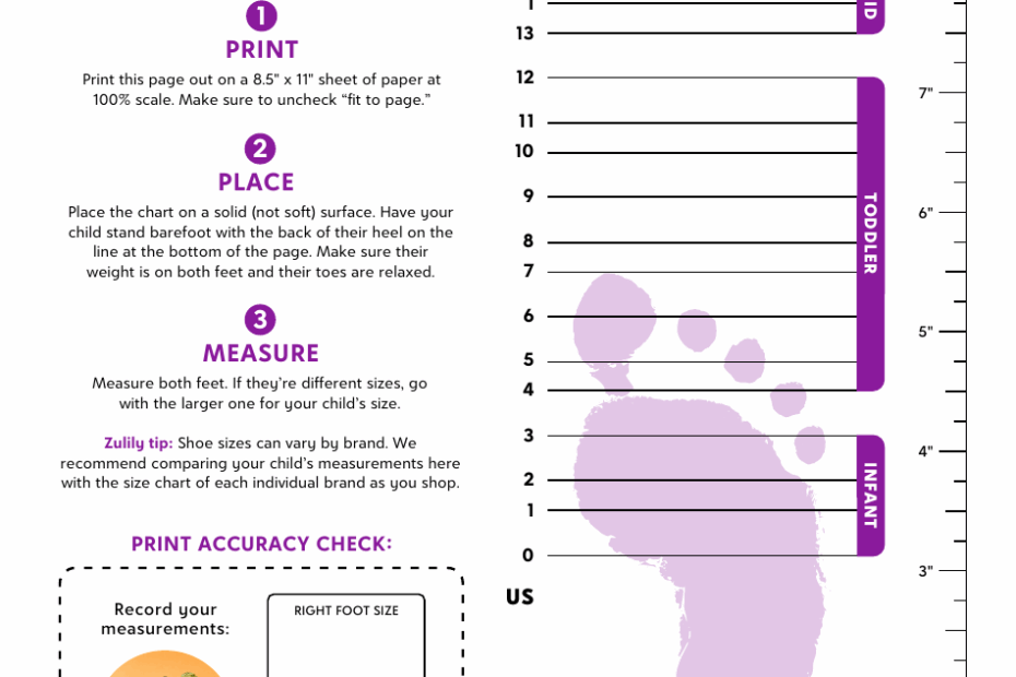 Childrens Shoe Size Chart Free Printable Templates Hub