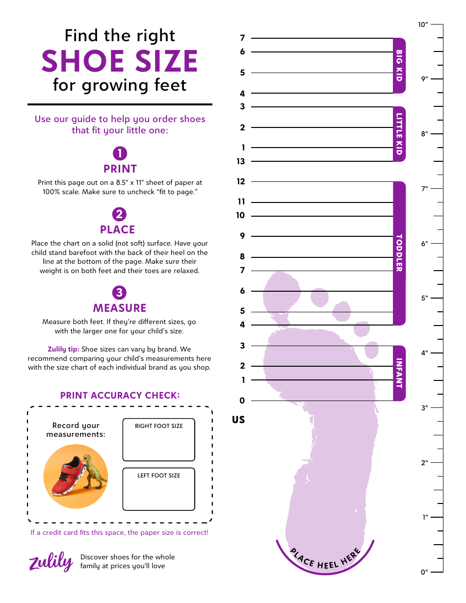 Childrens Shoe Size Chart Free Printable Templates Hub