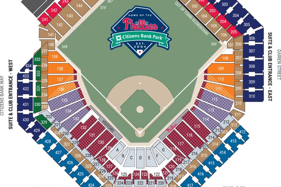 Citizens Bank Park Seating Map Netting Philadelphia Phillies